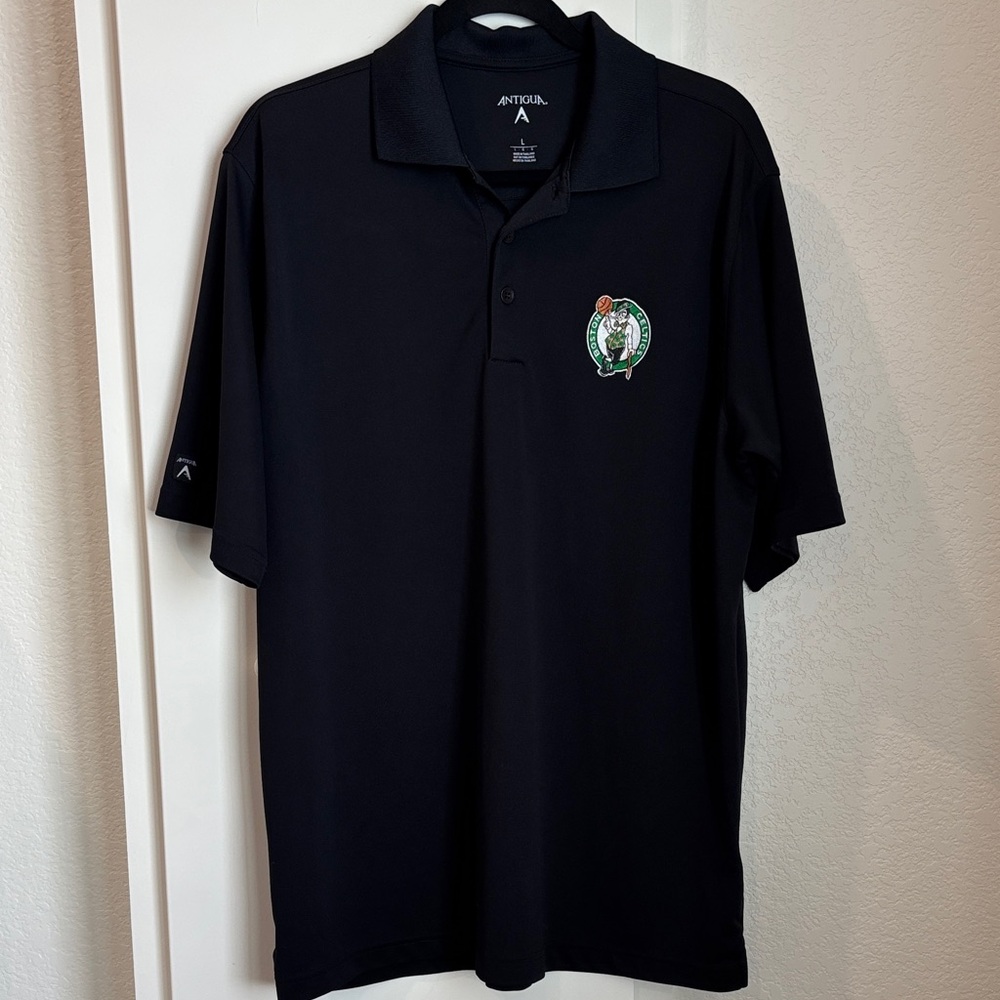 Antigua Men's Black Polo with Embroidered Logo